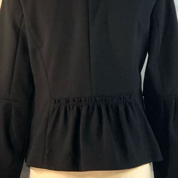 Magaschoni Collection Black  Wool Blend Ruffle Blouson Sleeves Jacket 8 - Picture 7 of 12